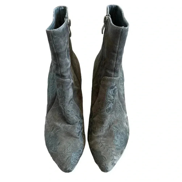 Anthro Silent D Gray Green Floral Embroidered Ankle Booties Size 39/US 8-8.5 - Picture 5 of 10